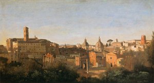Het Forum gezien vanuit de Farnese-tuinen door Jean Baptiste Camille Corot